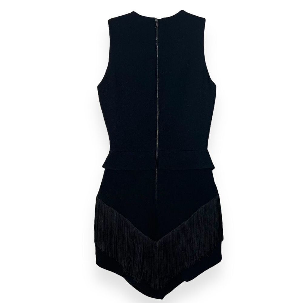David Koma Black Fringe Trim Triangle Sleeveless Mini Cocktail Dress Size 6 - Picture 11 of 16